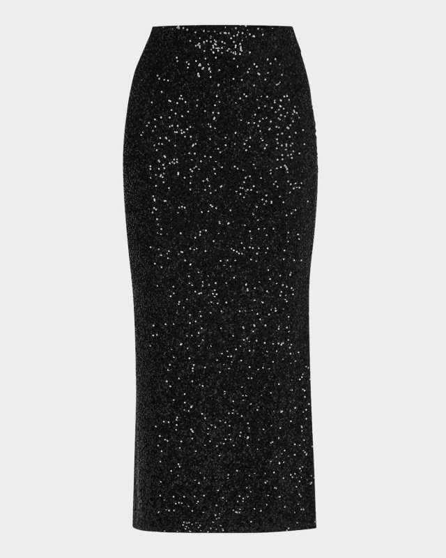 Sequined Cashmere Midi Skirt